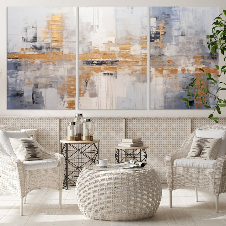 Beige Modern Large Abstract Wall Art, Beige Modern Wall Art Canvas Print