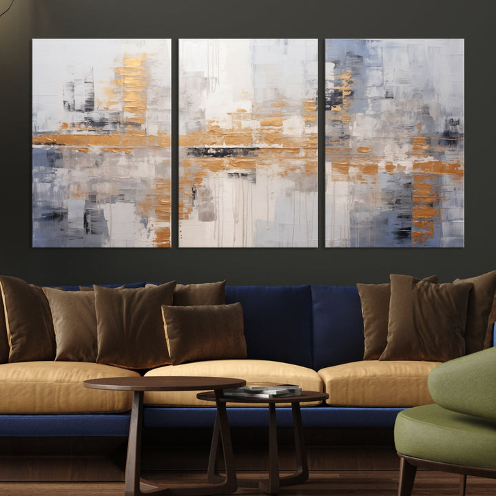 Beige Modern Large Abstract Wall Art, Beige Modern Wall Art Canvas Print