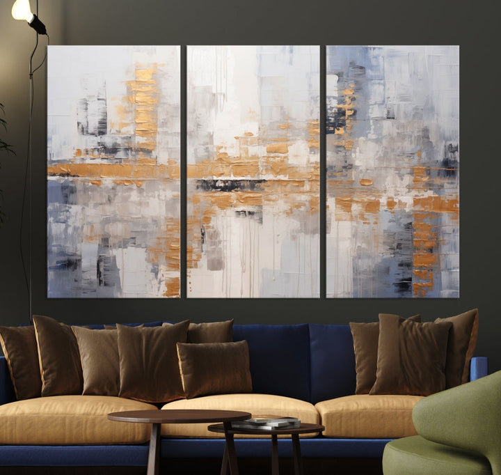 Beige Modern Large Abstract Wall Art, Beige Modern Wall Art Canvas Print