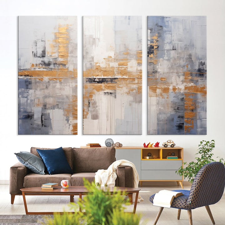 Beige Modern Large Abstract Wall Art, Beige Modern Wall Art Canvas Print