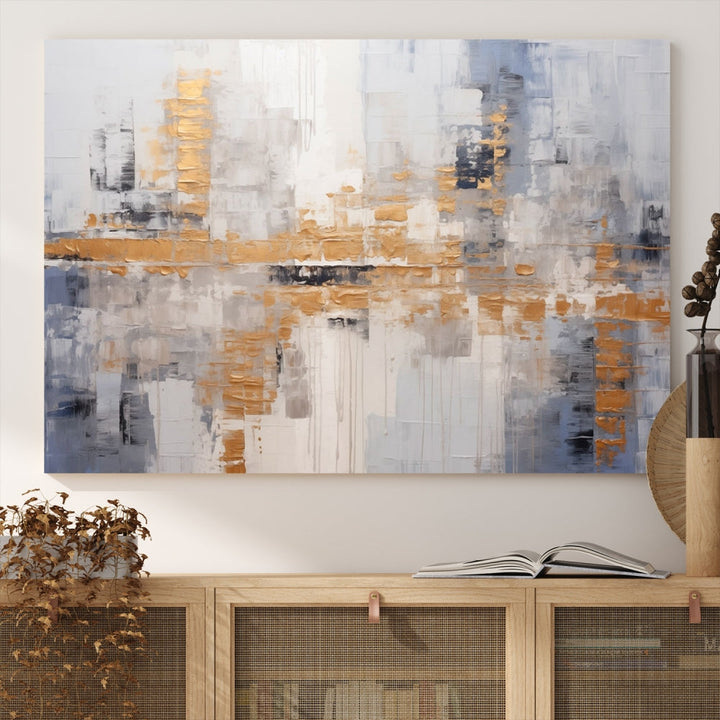 Beige Modern Large Abstract Wall Art, Beige Modern Wall Art Canvas Print