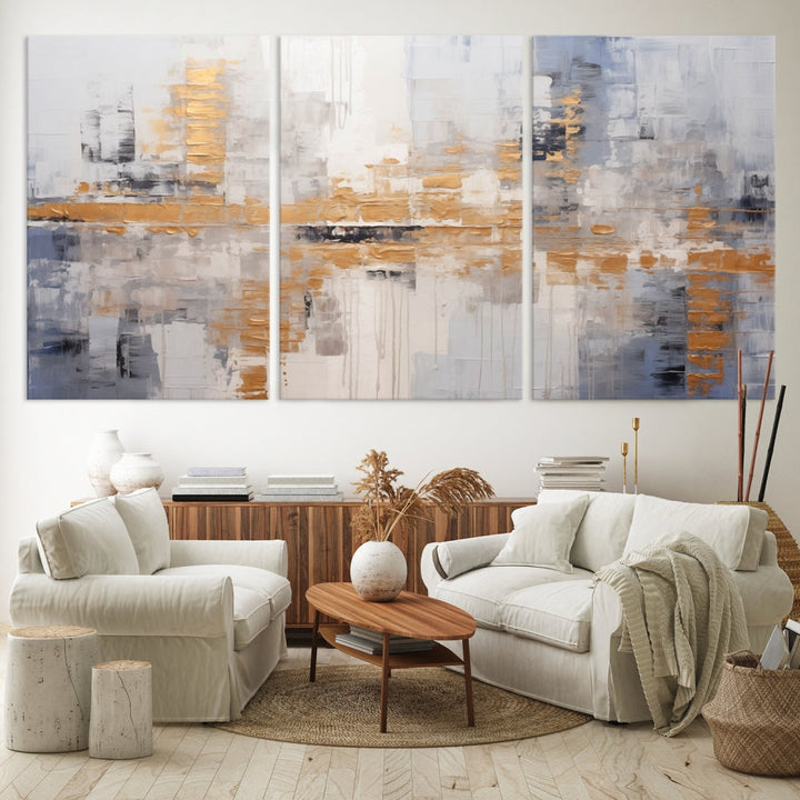 Beige Modern Large Abstract Wall Art, Beige Modern Wall Art Canvas Print