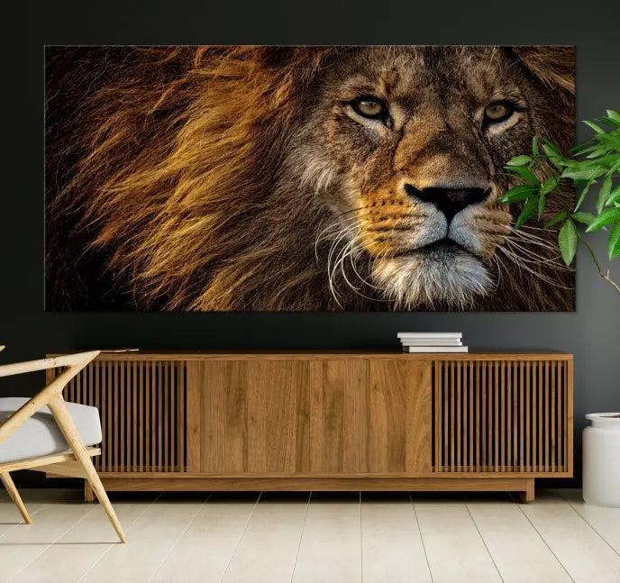 Big Lion Wall Art Canvas Print displayed on museum-quality canvas.