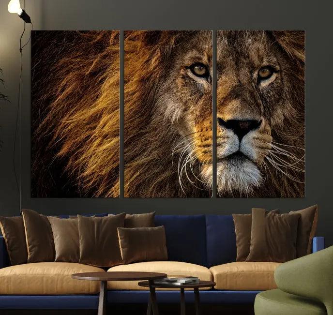 Big Lion Wall Art Canvas Print displayed on museum-quality canvas.