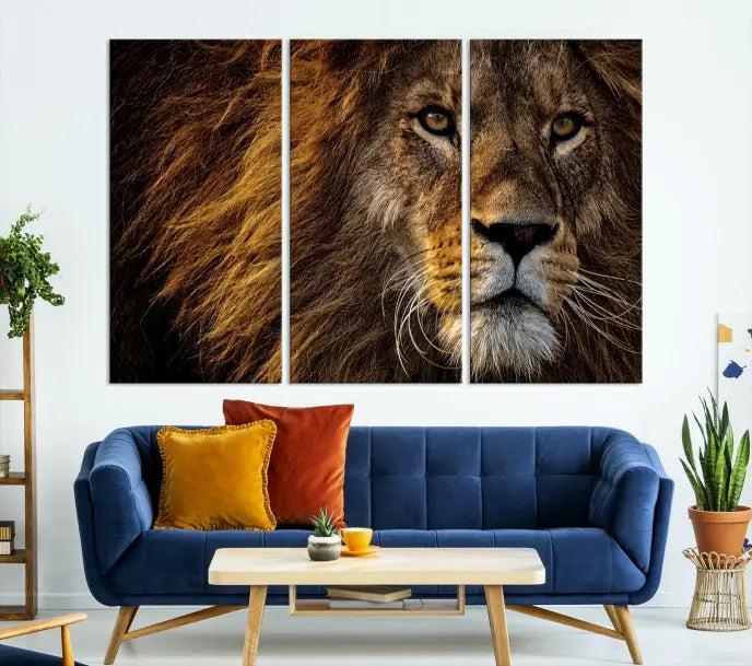 Big Lion Wall Art Canvas Print displayed on museum-quality canvas.