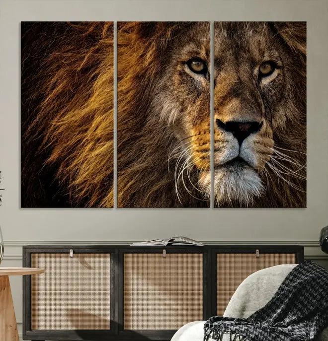 Big Lion Wall Art Canvas Print displayed on museum-quality canvas.