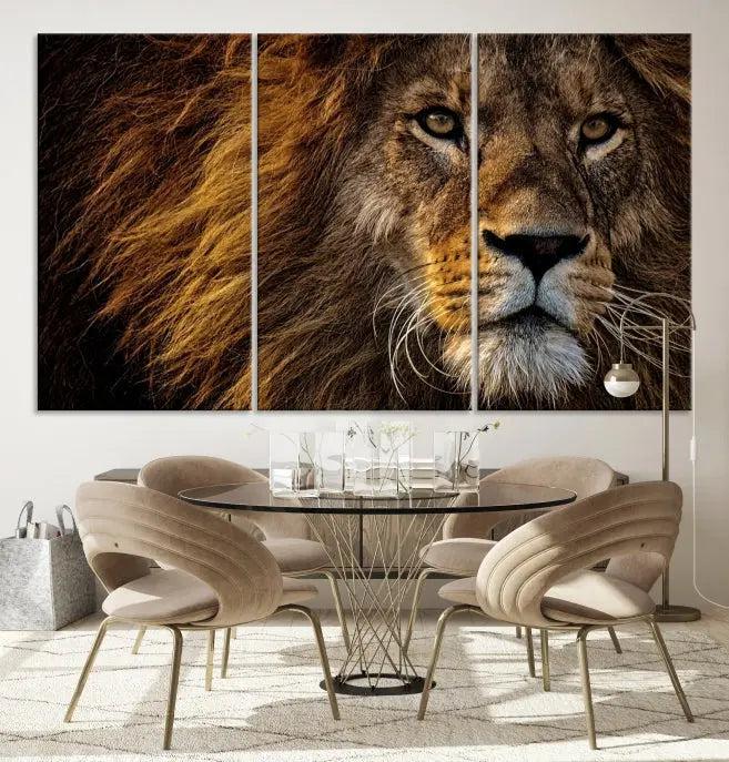 Big Lion Wall Art Canvas Print displayed on museum-quality canvas.