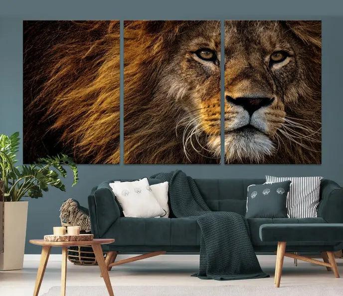 Big Lion Wall Art Canvas Print displayed on museum-quality canvas.