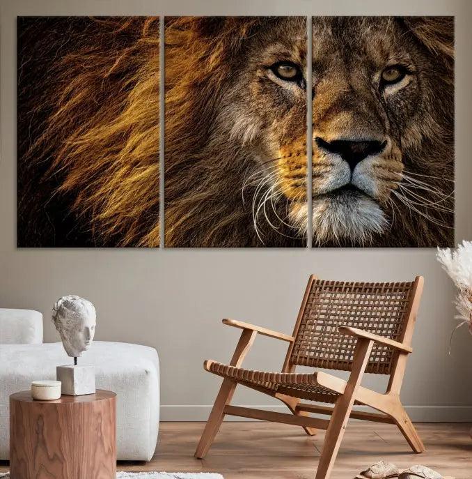 Big Lion Wall Art Canvas Print displayed on museum-quality canvas.