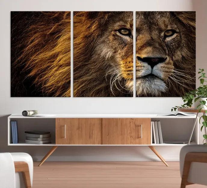 Big Lion Wall Art Canvas Print displayed on museum-quality canvas.