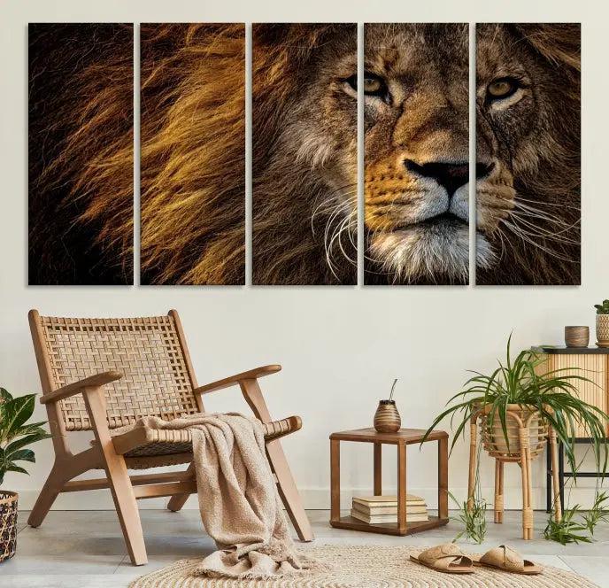 Big Lion Wall Art Canvas Print displayed on museum-quality canvas.