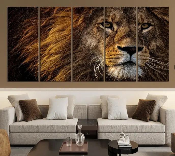 Big Lion Wall Art Canvas Print displayed on museum-quality canvas.