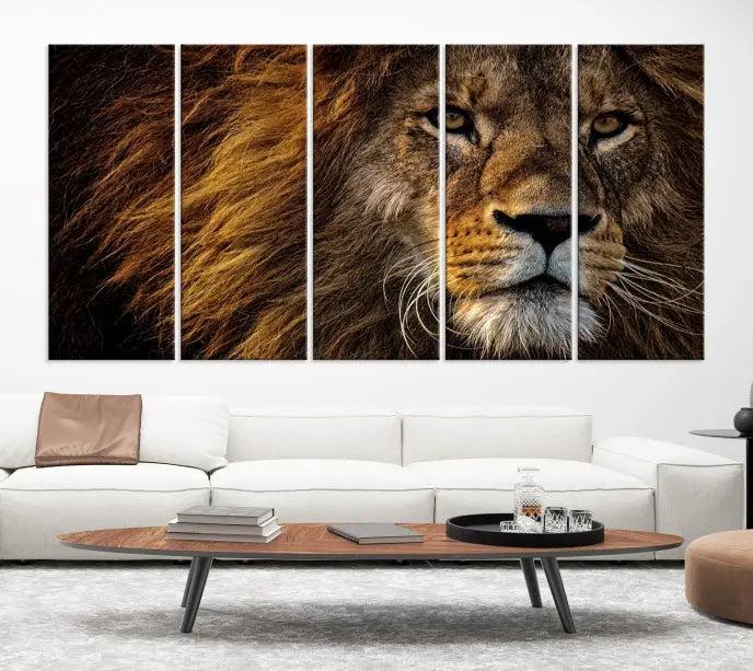 Big Lion Wall Art Canvas Print displayed on museum-quality canvas.