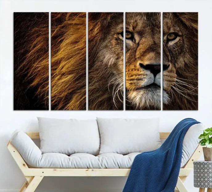 Big Lion Wall Art Canvas Print displayed on museum-quality canvas.