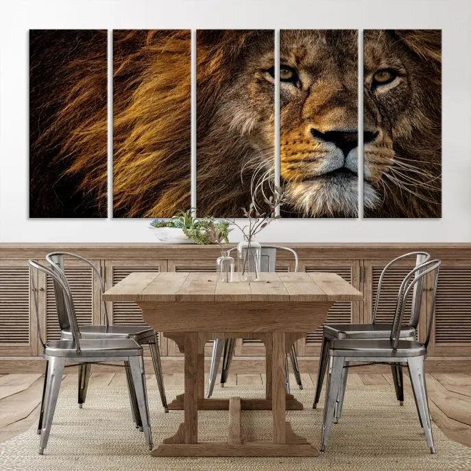 Big Lion Wall Art Canvas Print displayed on museum-quality canvas.