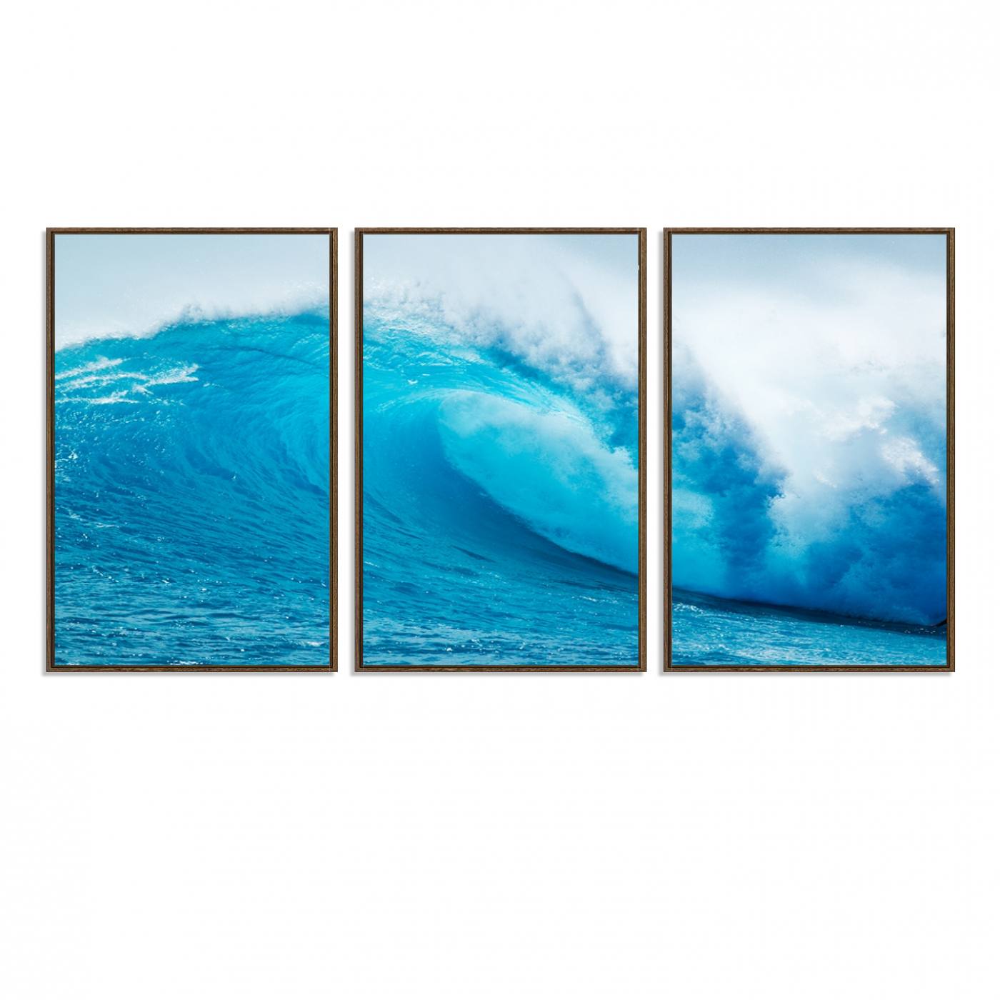 13117-MGV-FC-60X30-3P_Walnut-Big Ocean Surfing Wave Wall Art Canvas Print
