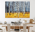 Birch Trees Wall Art Print, Wall Art Landscape Canvas Print Leafless Trees on Yellow Ground