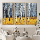 73699-MGV-CV-36X24-Birch Trees Wall Art Print, Wall Art Landscape Canvas Print Leafless Trees on Yellow Ground