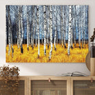 Birch Trees Wall Art Print, Wall Art Landscape Canvas Print Leafless Trees on Yellow Ground
