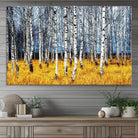 Birch Trees Wall Art Print, Wall Art Landscape Canvas Print Leafless Trees on Yellow Ground