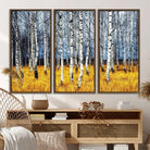 73699-MGV-FC-48X32-3P_Walnut-Birch Trees Wall Art Print, Wall Art Landscape Canvas Print Leafless Trees on Yellow Ground