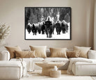 62434-MGV-FC-36X24_Black-Bison Herd in Snow Wall Art Canvas Print | Rustic Western Bison Wall Art for Decor for Living Room, Office, and Farmhouse Decor