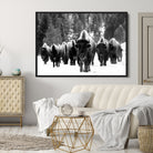 62434-MGV-CV-36X24-Bison Herd in Snow Wall Art Canvas Print | Rustic Western Bison Wall Art for Decor for Living Room, Office, and Farmhouse Decor | Framed