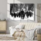 62434-MGV-CV-36X24-Bison Herd in Snow Wall Art Canvas Print | Rustic Western Bison Wall Art for Decor for Living Room, Office, and Farmhouse Decor | Framed