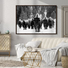 62434-MGV-CV-36X24-Bison Herd in Snow Wall Art Canvas Print | Rustic Western Bison Wall Art for Decor for Living Room, Office, and Farmhouse Decor | Framed