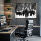 62434-MGV-CV-36X24-Bison Herd in Snow Wall Art Canvas Print | Rustic Western Bison Wall Art for Decor for Living Room, Office, and Farmhouse Decor | Framed