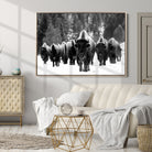 62434-MGV-CV-36X24-Bison Herd in Snow Wall Art Canvas Print | Rustic Western Bison Wall Art for Decor for Living Room, Office, and Farmhouse Decor | Framed