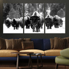 62434-MGV-CV-36X24-Bison Herd in Snow Wall Art Canvas Print | Rustic Western Bison Wall Art for Decor for Living Room, Office, and Farmhouse Decor | Framed
