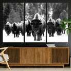 62434-MGV-CV-36X24-Bison Herd in Snow Wall Art Canvas Print | Rustic Western Bison Wall Art for Decor for Living Room, Office, and Farmhouse Decor | Framed