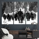 62434-MGV-CV-36X24-Bison Herd in Snow Wall Art Canvas Print | Rustic Western Bison Wall Art for Decor for Living Room, Office, and Farmhouse Decor | Framed