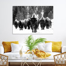 62434-MGV-CV-36X24-Bison Herd in Snow Wall Art Canvas Print | Rustic Western Bison Wall Art for Decor for Living Room, Office, and Farmhouse Decor | Framed