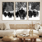 62434-MGV-CV-36X24-Bison Herd in Snow Wall Art Canvas Print | Rustic Western Bison Wall Art for Decor for Living Room, Office, and Farmhouse Decor | Framed