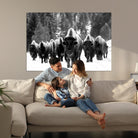 62434-MGV-CV-36X24-Bison Herd in Snow Wall Art Canvas Print | Rustic Western Bison Wall Art for Decor for Living Room, Office, and Farmhouse Decor | Framed