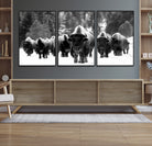 62434-MGV-CV-36X24-Bison Herd in Snow Wall Art Canvas Print | Rustic Western Bison Wall Art for Decor for Living Room, Office, and Farmhouse Decor | Framed