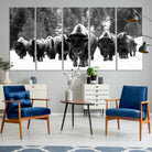62434-MGV-CV-36X24-Bison Herd in Snow Wall Art Canvas Print | Rustic Western Bison Wall Art for Decor for Living Room, Office, and Farmhouse Decor | Framed