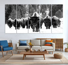 62434-MGV-CV-36X24-Bison Herd in Snow Wall Art Canvas Print | Rustic Western Bison Wall Art for Decor for Living Room, Office, and Farmhouse Decor | Framed