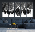 62434-MGV-CV-36X24-Bison Herd in Snow Wall Art Canvas Print | Rustic Western Bison Wall Art for Decor for Living Room, Office, and Farmhouse Decor | Framed