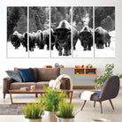 62434-MGV-CV-60X31-5P-Bison Herd in Snow Wall Art Canvas Print | Rustic Western Bison Wall Art for Decor for Living Room, Office, and Farmhouse Decor | Framed