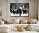 62434-MGV-FC-36X24_Walnut-Bison Herd in Snow Wall Art Canvas Print | Rustic Western Bison Wall Art for Decor for Living Room, Office, and Farmhouse Decor | Framed