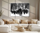 62434-MGV-FC-36X24_White-Bison Herd in Snow Wall Art Canvas Print | Rustic Western Bison Wall Art for Decor for Living Room, Office, and Farmhouse Decor | Framed