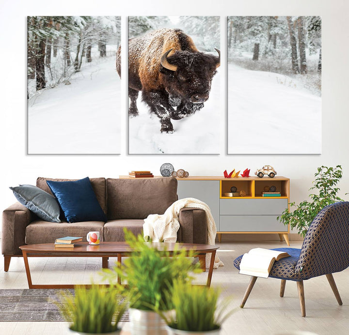 Bison Wall Art Canvas Print For Farmhouse, Animal Canvas Print, Wild Animal Wall Art