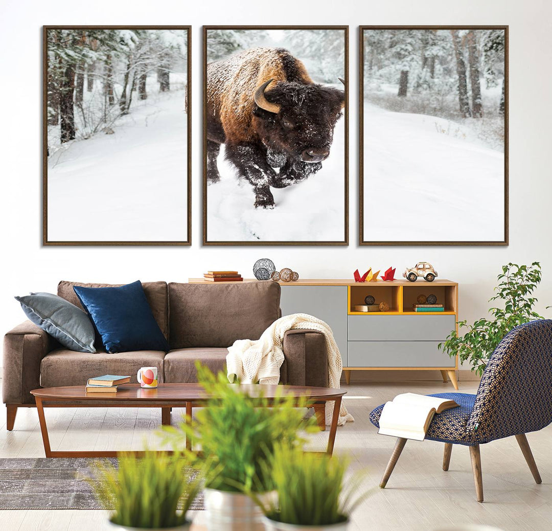10109-MGV-CV-36X24-Bison Wall Art Canvas Print For Farmhouse, Animal Canvas Print, Wild Animal Wall Art