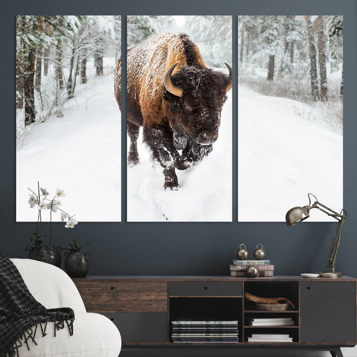 Bison Wall Art Canvas Print For Farmhouse, Animal Canvas Print, Wild Animal Wall Art