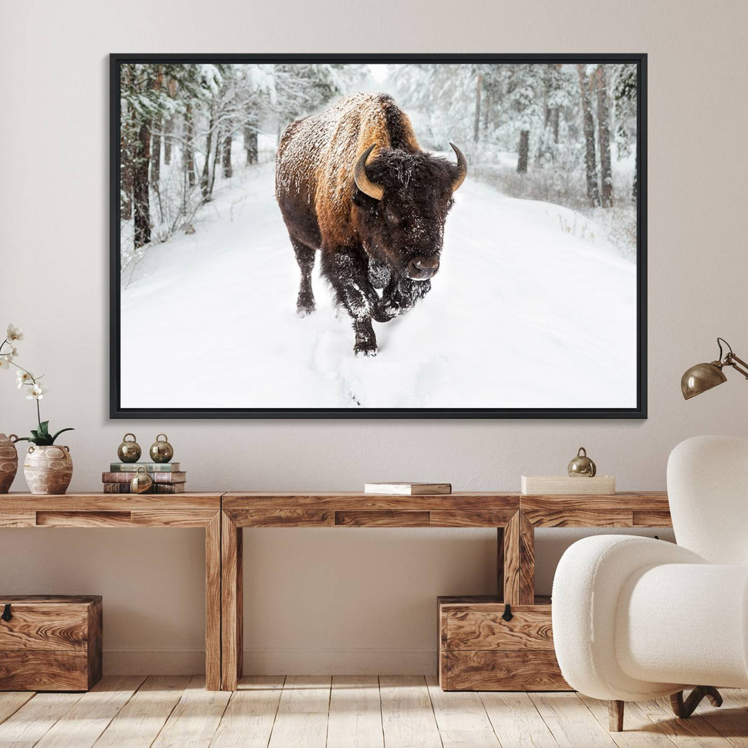 10109-MGV-FC-36X24_Black-Bison Wall Art Canvas Print For Farmhouse, Animal Canvas Print, Wild Animal Wall Art