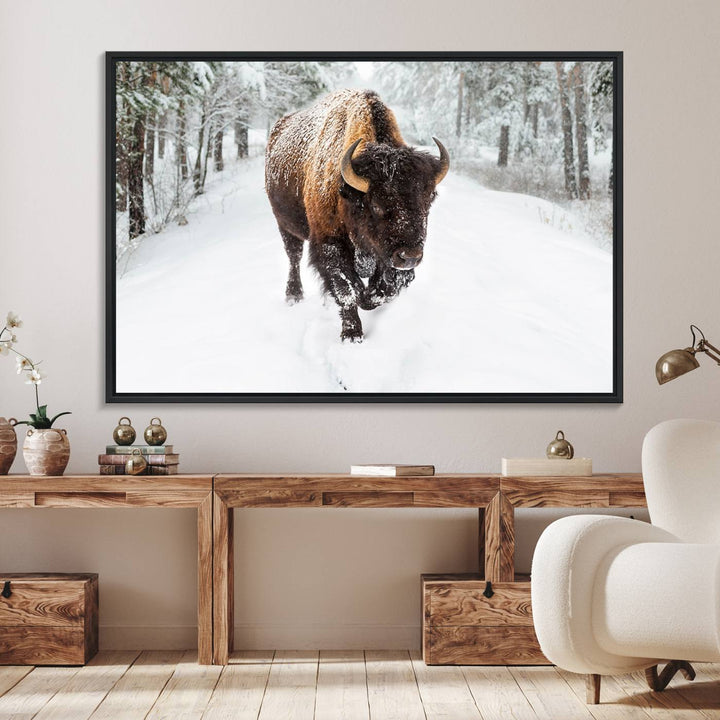 10109-MGV-FC-36X24_Black-Bison Wall Art Canvas Print For Farmhouse, Animal Canvas Print, Wild Animal Wall Art