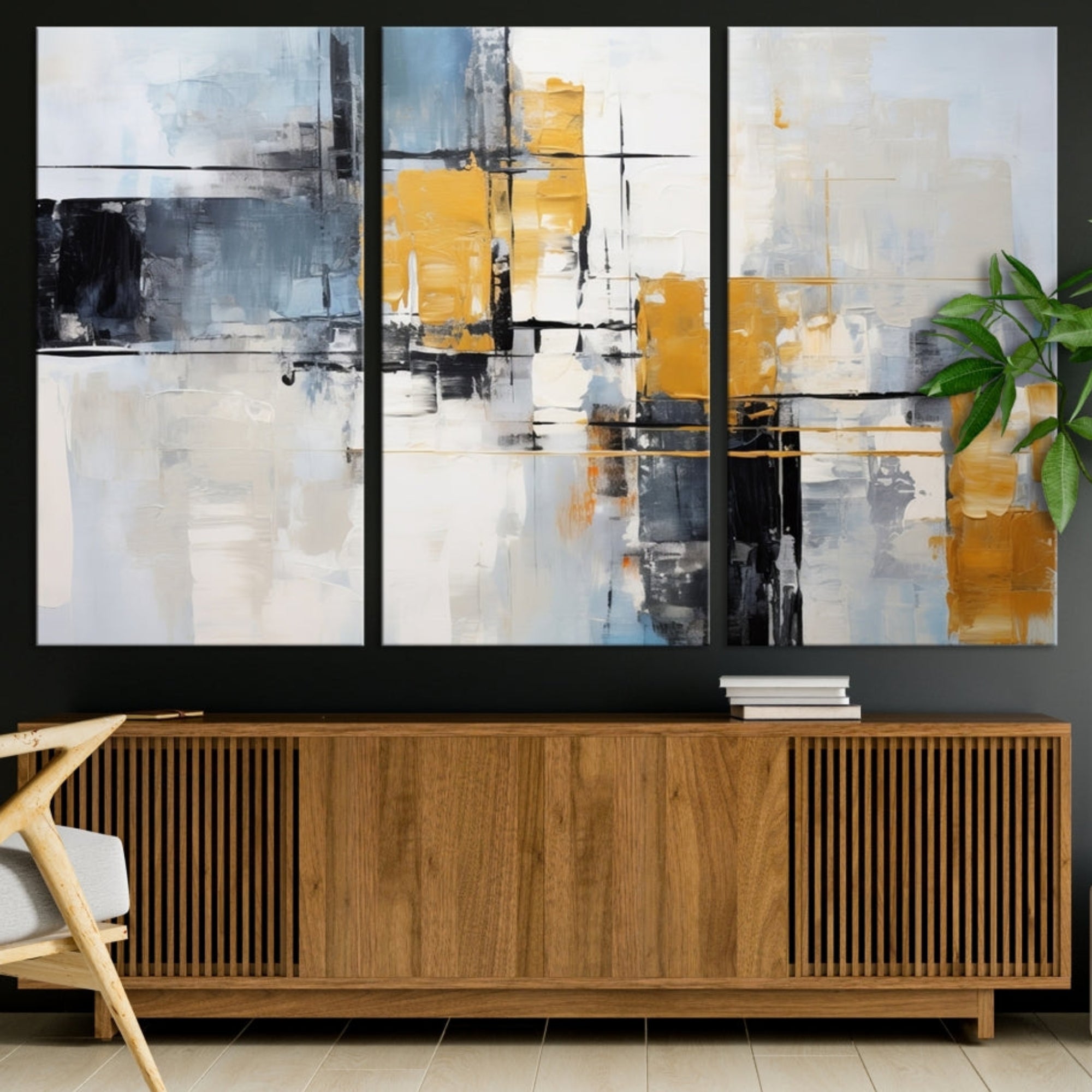 Edit-Images-Black Orange Abstract Wall Art Canvas Print, Contemporary Canvas Print